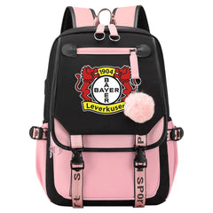 Bayer 04 Leverkusen Football Club Waterproof Backpack School Notebook Travel Bags USB Charging