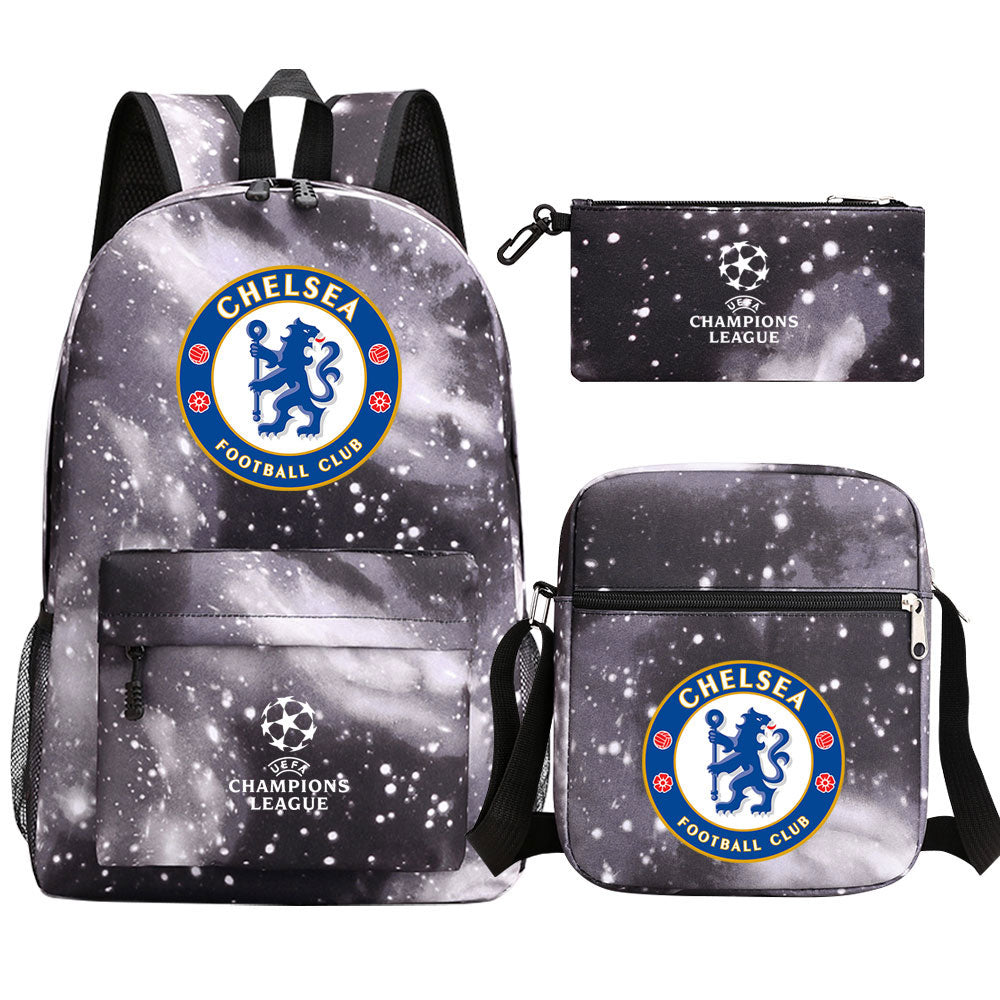 Chelsea Football Club Schoolbag Backpack Shoulder Bag Pencil Bag 3pcs set for Kids Students