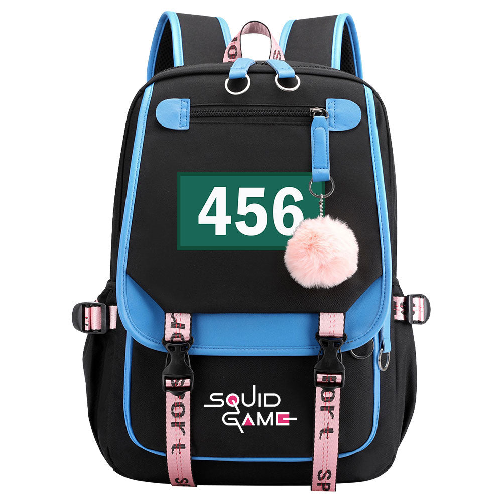 Squid Game Waterproof Backpack School Notebook Travel Bags USB Charging