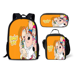 Family Guy Backpack Schoolbag Lunch Bag Pencil Bag for Kids Students 3PCS