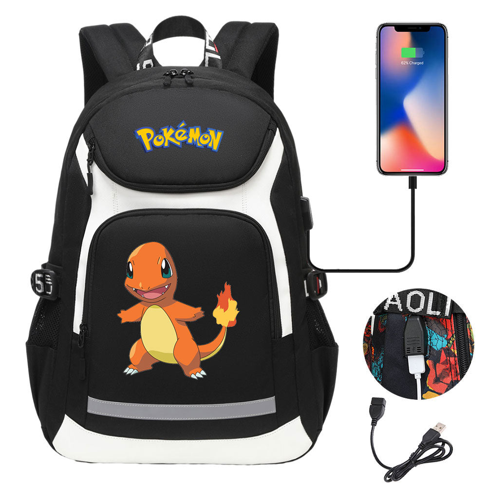 Pikachu USB Charging Backpack School Notebook Travel Bags