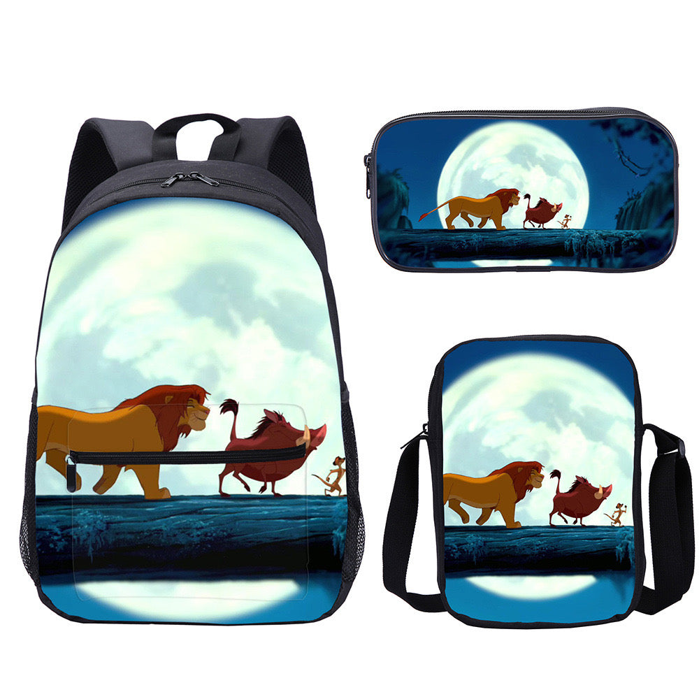 The Lion King Backpack Schoolbag Lunch Bag Pencil Bag for Kids Students 3PCS