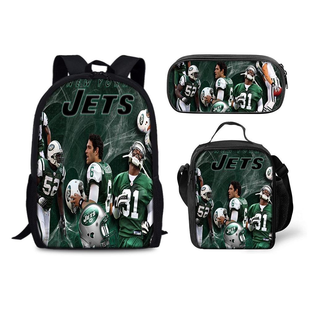 New York Jets Football Team Backpack Schoolbag Lunch Bag Pencil Bag for Kids Students 3PCS