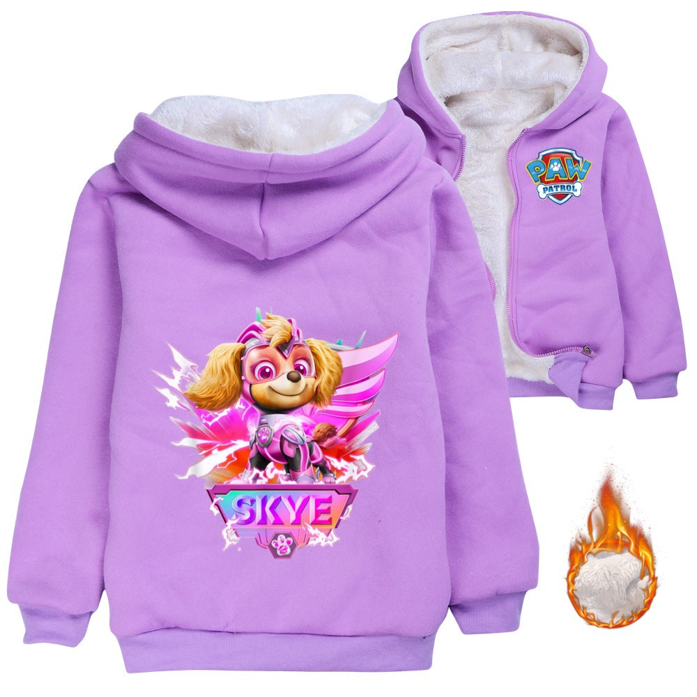 Paw Patrol Skye Sherpa Lined Hoodie Fleece Sweatshirt Full Zip Hooded Jacket for Kids