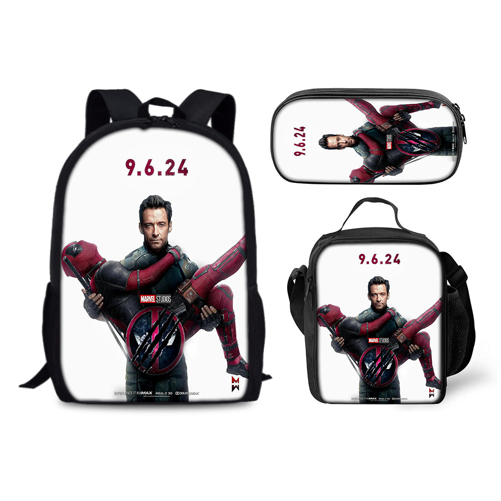 Deadpool and Wolverine Backpack Schoolbag Lunch Bag Pencil Bag for Kids Students 3PCS