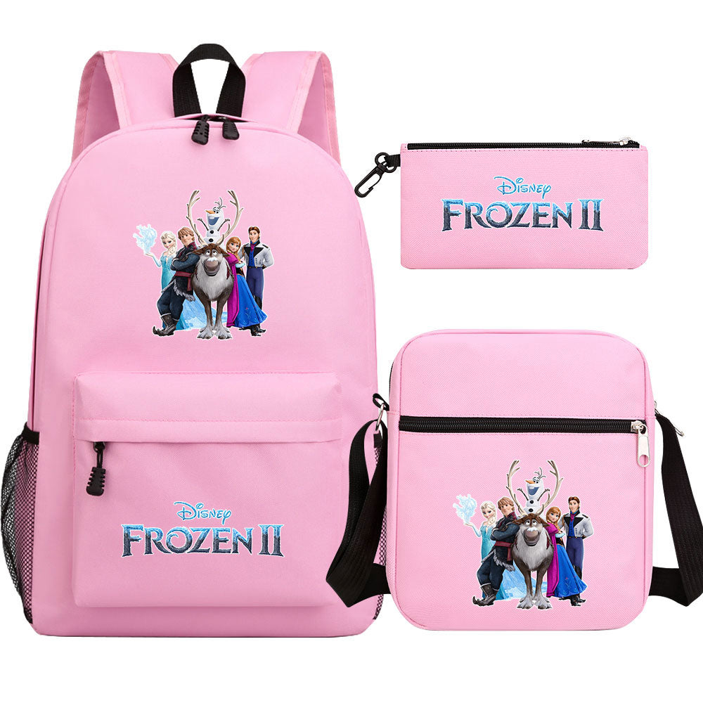 Frozen Elsa Anna Princess  Printed Schoolbag Backpack Shoulder Bag Pencil Bag 3pcs set for Kids Students