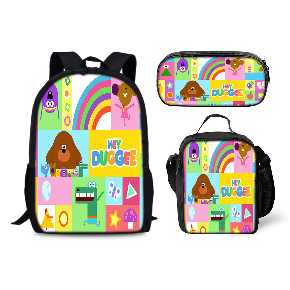 Hey Duggee Backpack Schoolbag Lunch Bag Pencil Bag for Kids Students 3PCS