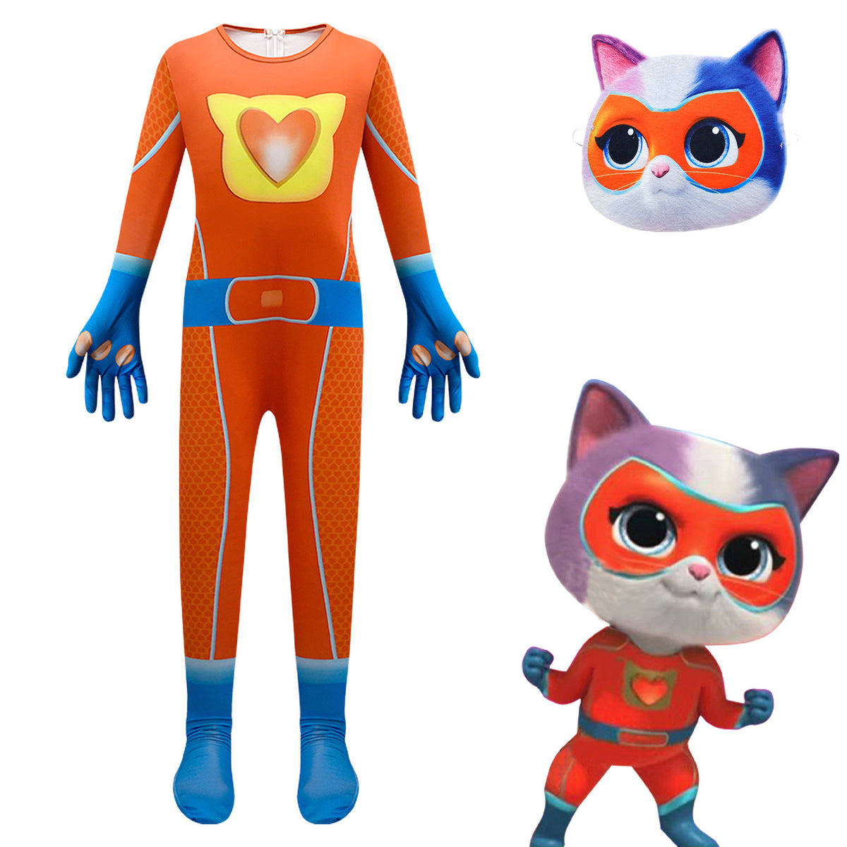 Super Kitties Cosplay Costume with Mask Boys Girls Bodysuit Halloween ...