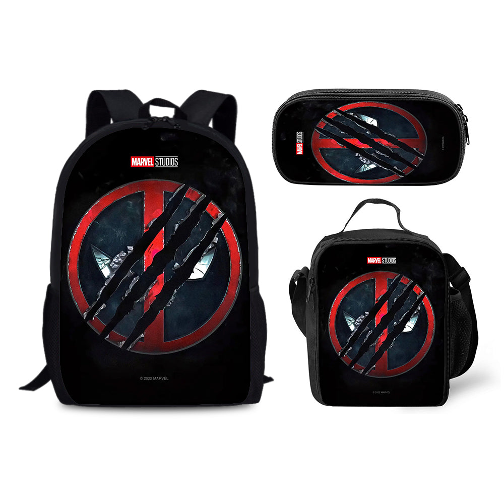 Deadpool and Wolverine Backpack Schoolbag Lunch Bag Pencil Bag for Kids Students 3PCS