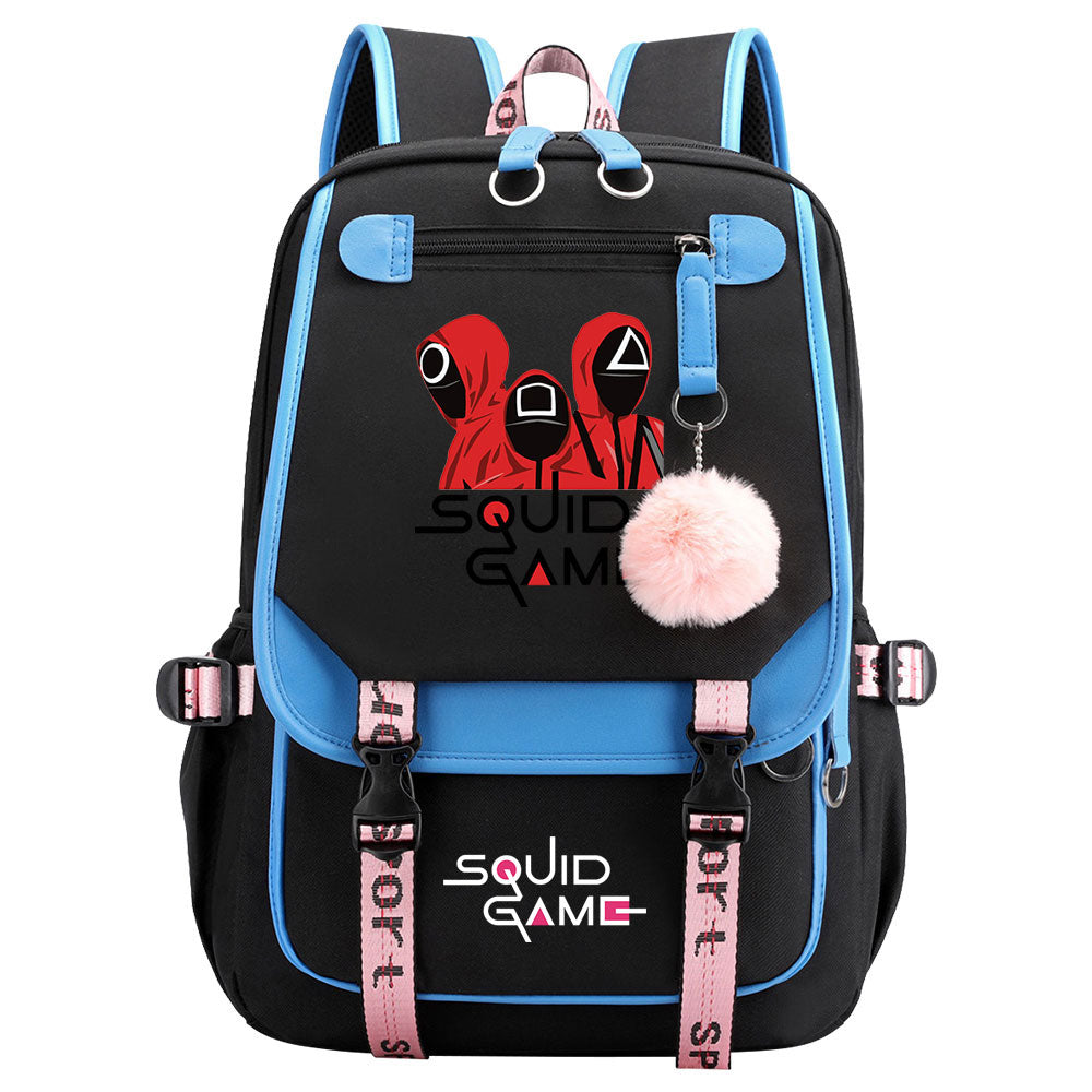 Squid Game Waterproof Backpack School Notebook Travel Bags USB Charging