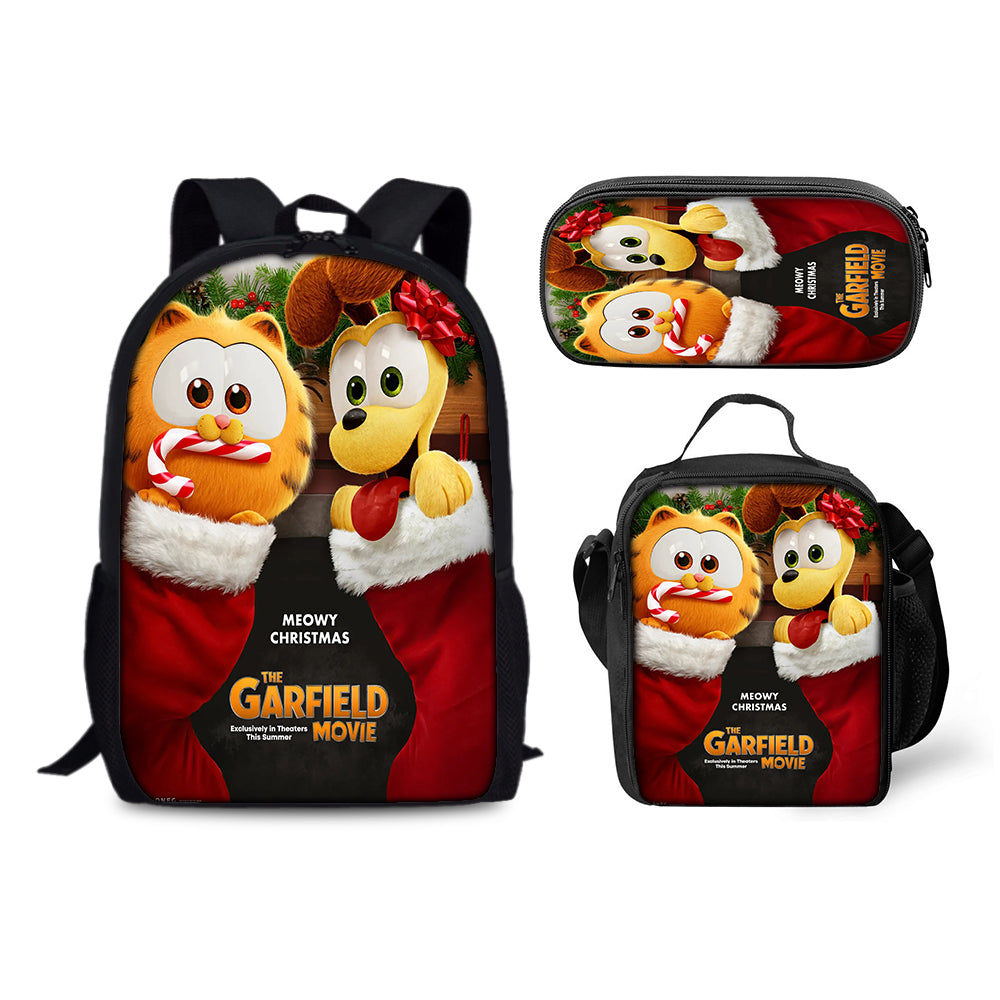 Garfield Backpack Schoolbag Lunch Bag Pencil Bag for Kids Students 3PCS