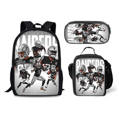 Oakland Raiders Football Team Backpack Schoolbag Lunch Bag Pencil Bag for Kids Students 3PCS