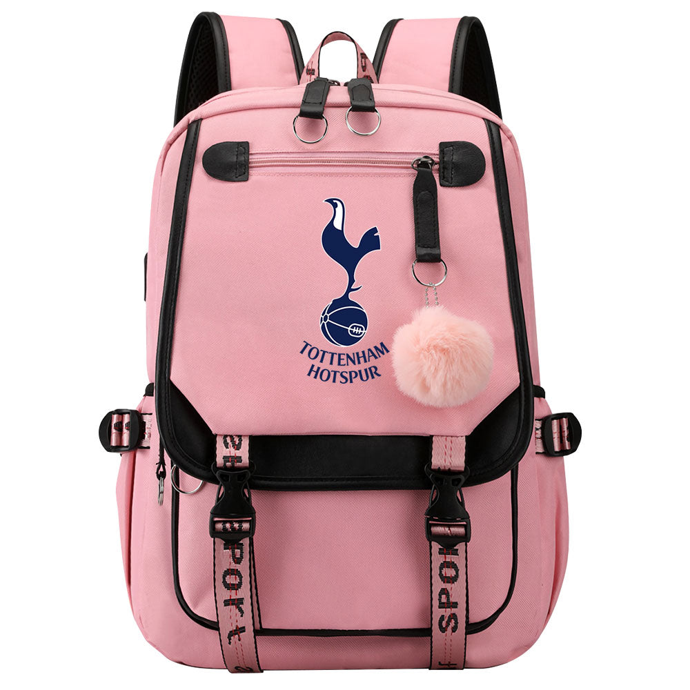 Tottenham Hotspur Football Club Waterproof Backpack School Notebook Travel Bags USB Charging
