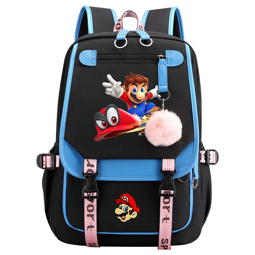 Super Mario Waterproof Backpack School Notebook Travel Bags USB Charging