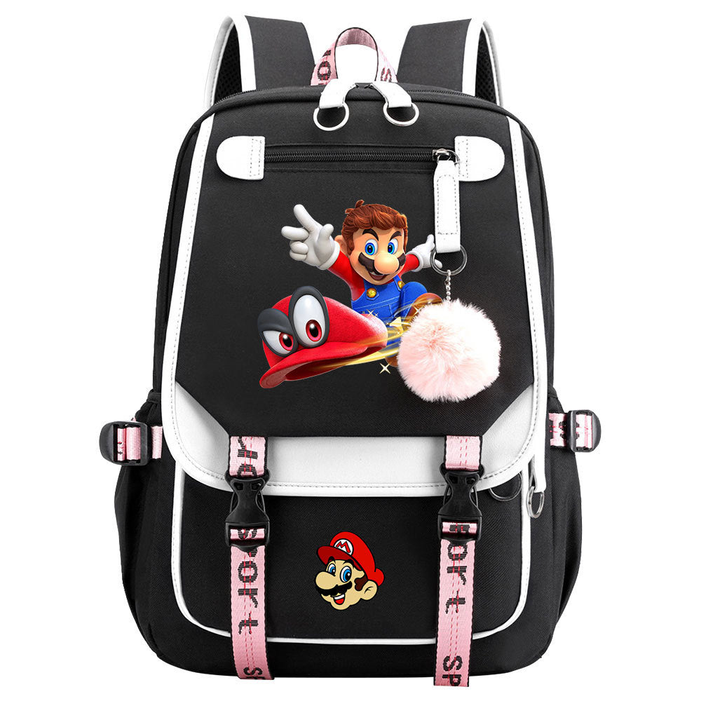 Super Mario Waterproof Backpack School Notebook Travel Bags USB Charging