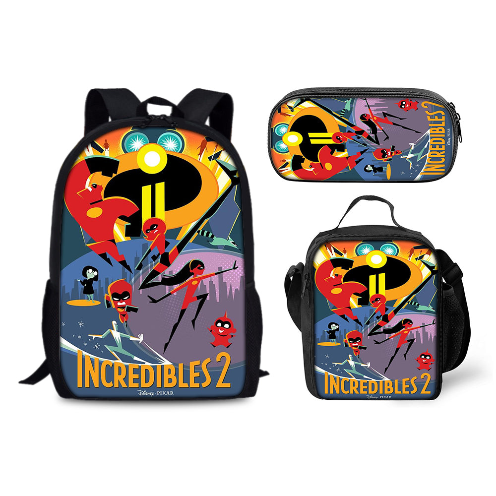 The Incredibles Backpack Schoolbag Lunch Bag Pencil Bag for Kids Students 3PCS