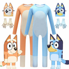 Blue Heeler Bingo Cosplay Costume with Mask Boys Girls Bodysuit Halloween Fancy Jumpsuits