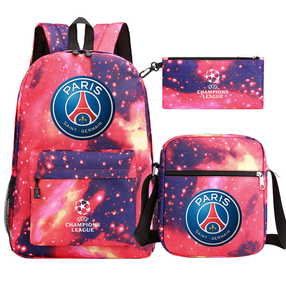 Paris Saint Germain Football Club Schoolbag Backpack Shoulder Bag Pencil Bag 3pcs set for Kids Students