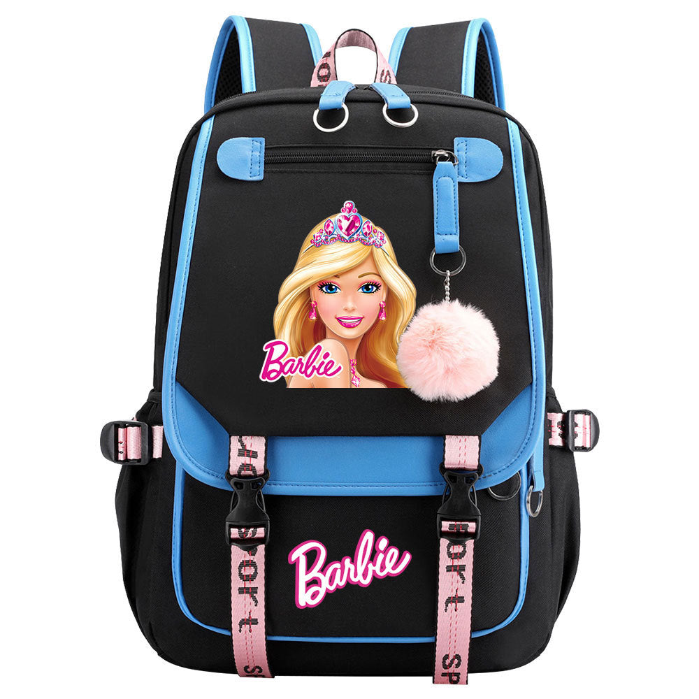 Pink Barbie  Waterproof Backpack School Notebook Travel Bags USB Charging