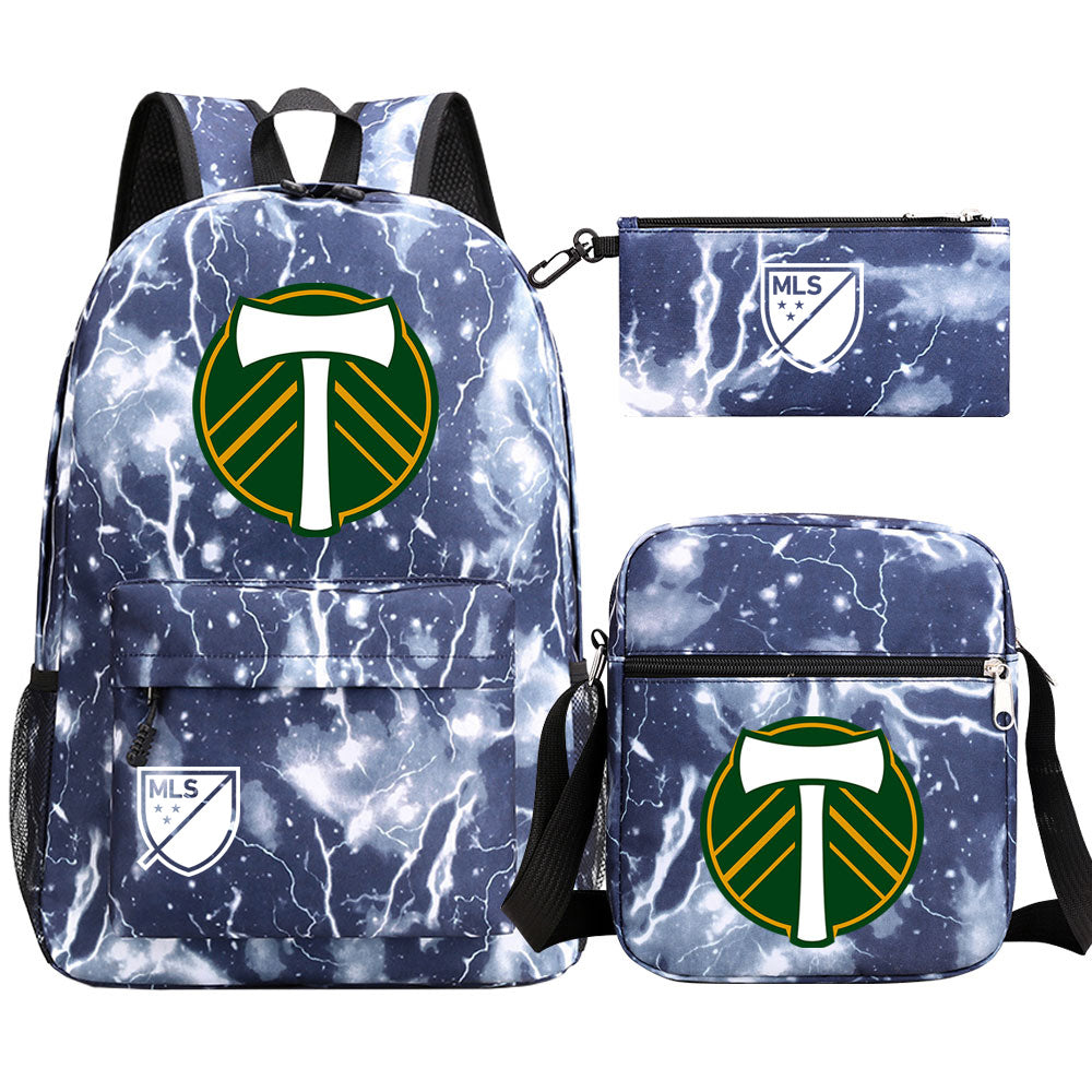 Portland Soccer Timbers Printed Schoolbag Backpack Shoulder Bag Pencil Bag 3pcs set for Kids Students