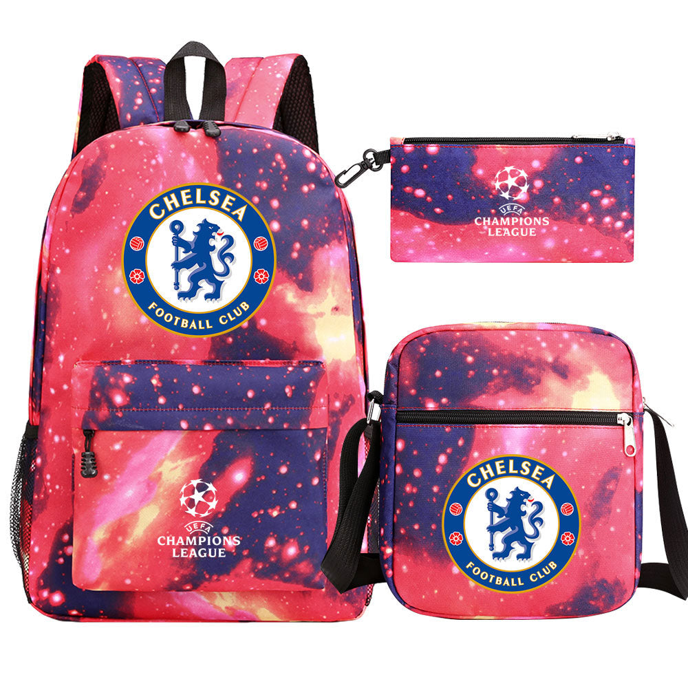 Chelsea Football Club Schoolbag Backpack Shoulder Bag Pencil Bag 3pcs set for Kids Students