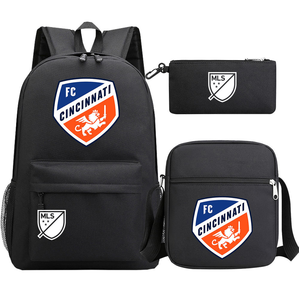 Chicago Fire Soccer 3D Printed Schoolbag Backpack Shoulder Bag Pencil Bag 3pcs set for Kids Students