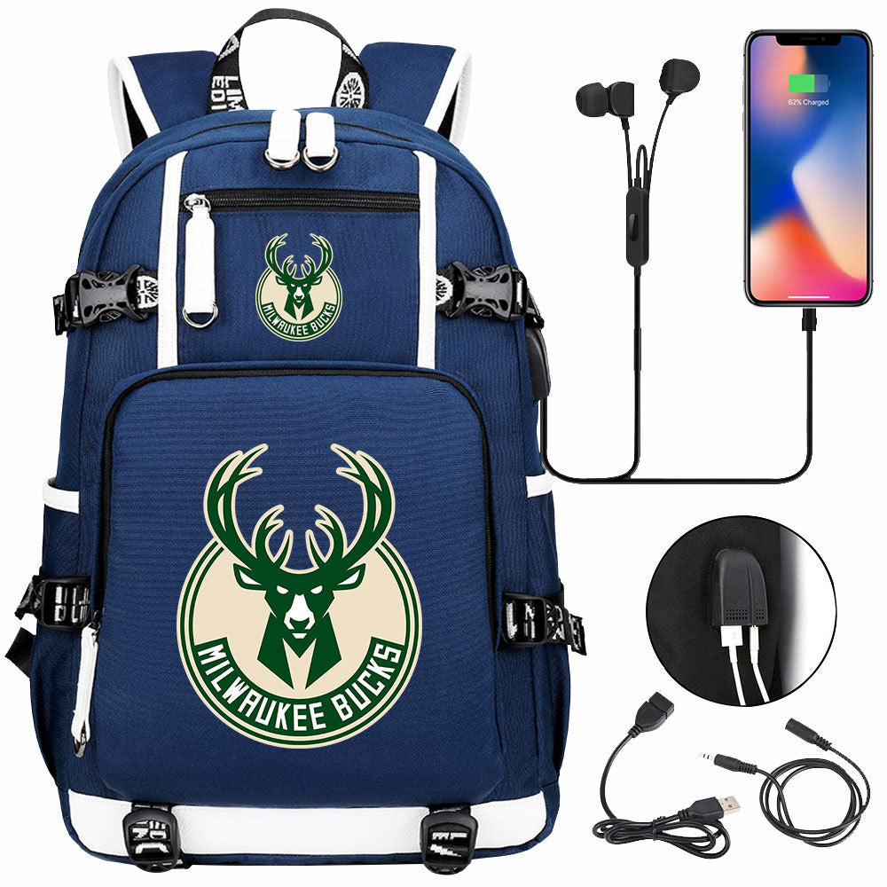 Kobe Black Mamba Curry Bucks USB Charging Backpack School Notebook Travel Bags Basketball Bag