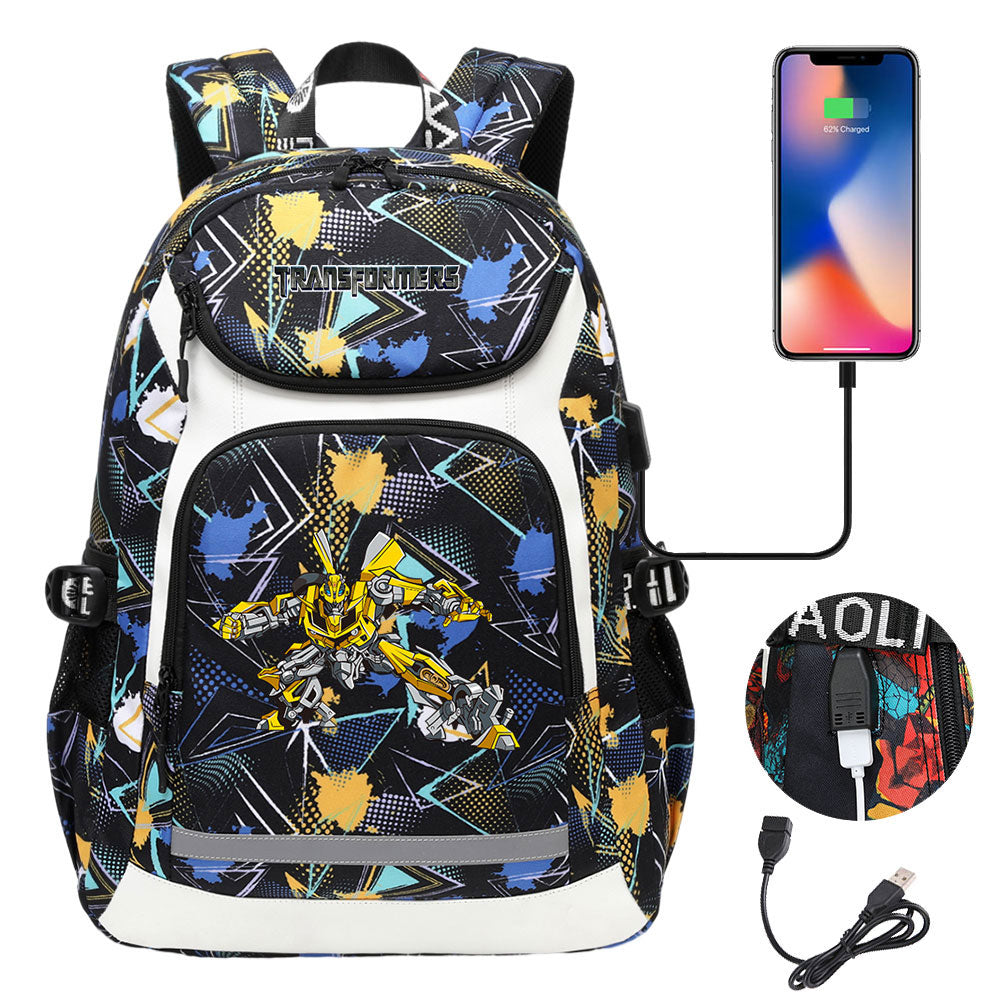 Transformers USB Charging Backpack School Notebook Travel Bags