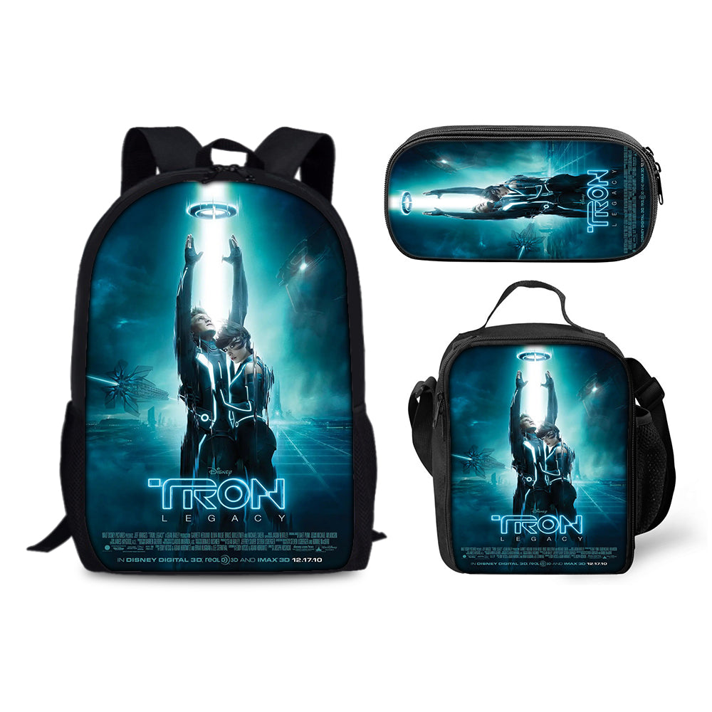 Tron Legacy Backpack Schoolbag Lunch Bag Pencil Bag for Kids Students 3PCS