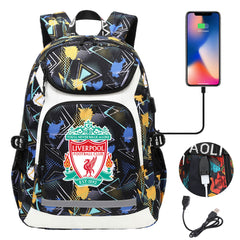 Liverpool Football Club USB Charging Backpack School Notebook Travel Bags