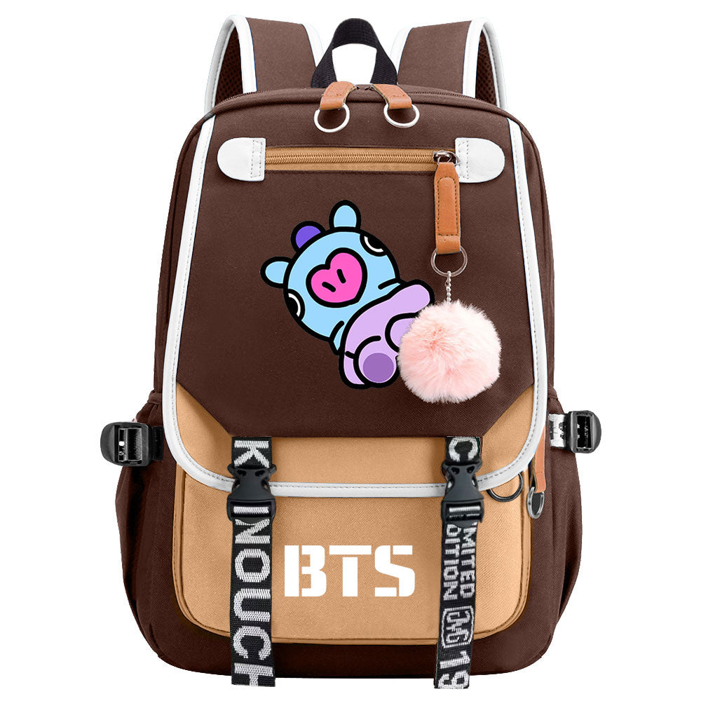 BTS Mang Waterproof Backpack School Notebook Travel Bag USB Charging