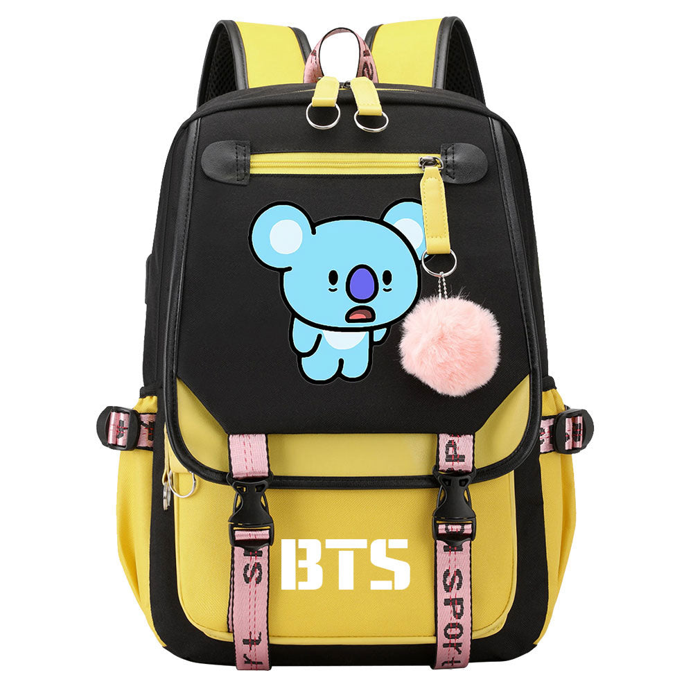 BTS Koya Waterproof Backpack School Notebook Travel Bag USB Charging