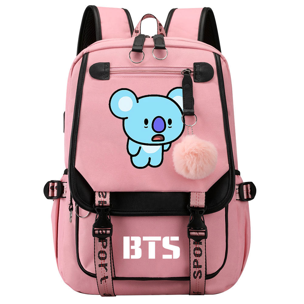 BTS Koya Waterproof Backpack School Notebook Travel Bag USB Charging