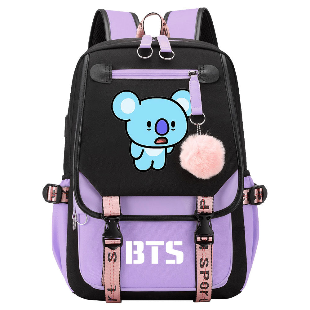 BTS Koya Waterproof Backpack School Notebook Travel Bag USB Charging
