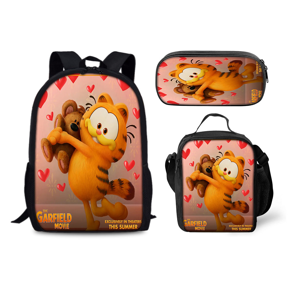 Garfield Backpack Schoolbag Lunch Bag Pencil Bag for Kids Students 3PCS