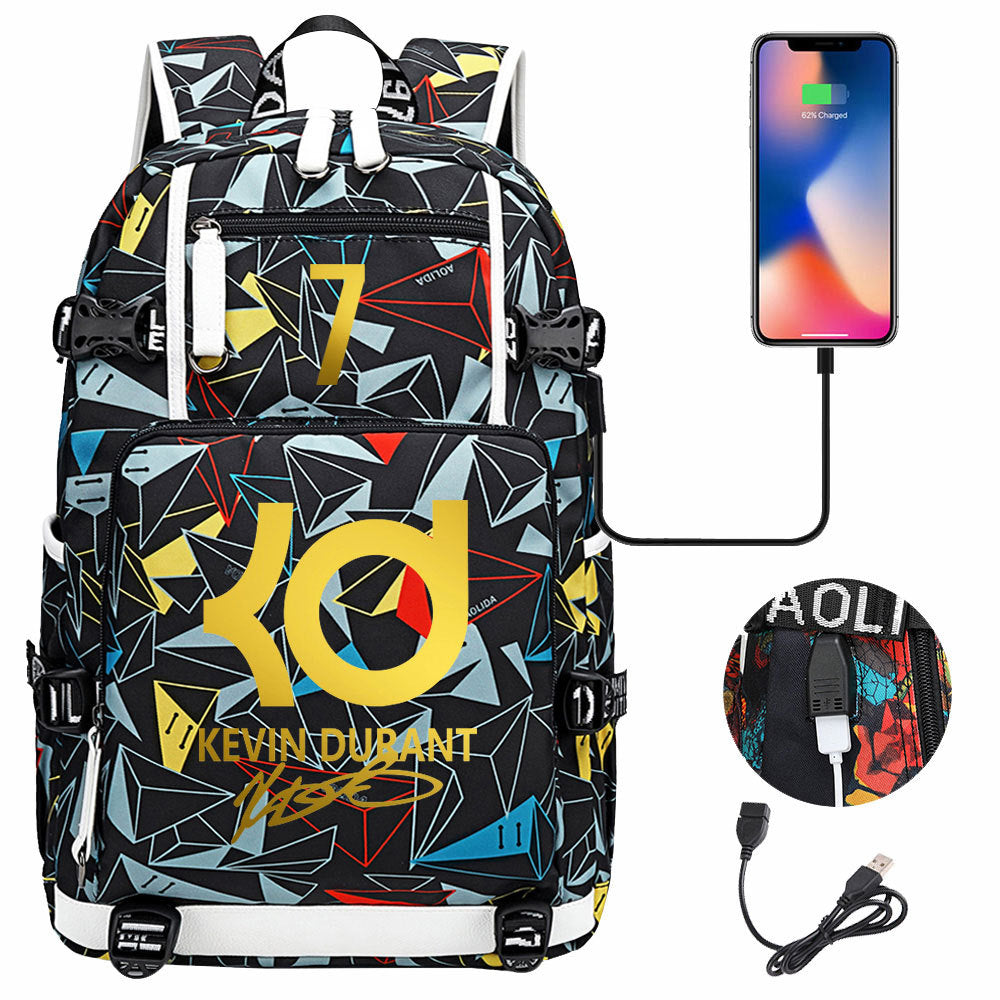 Kobe Black Mamba Curry Bucks USB Charging Backpack School Notebook Travel Bags Basketball Bag