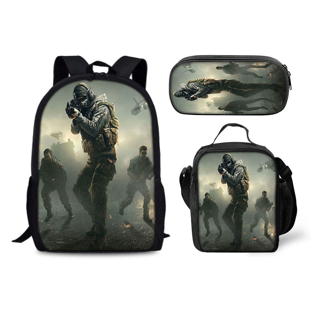 Call of Duty Backpack Schoolbag Lunch Bag Pencil Bag for Kids Students 3PCS