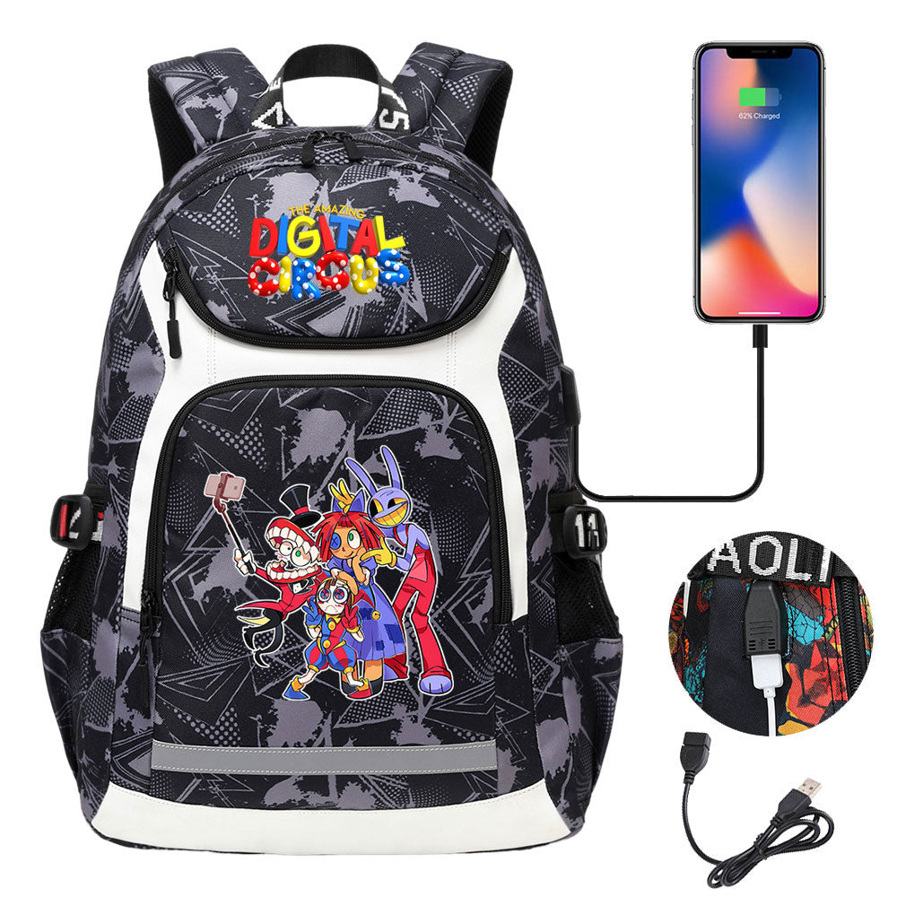 The Amazing Digital Circus USB Charging Backpack School Notebook Travel Bags