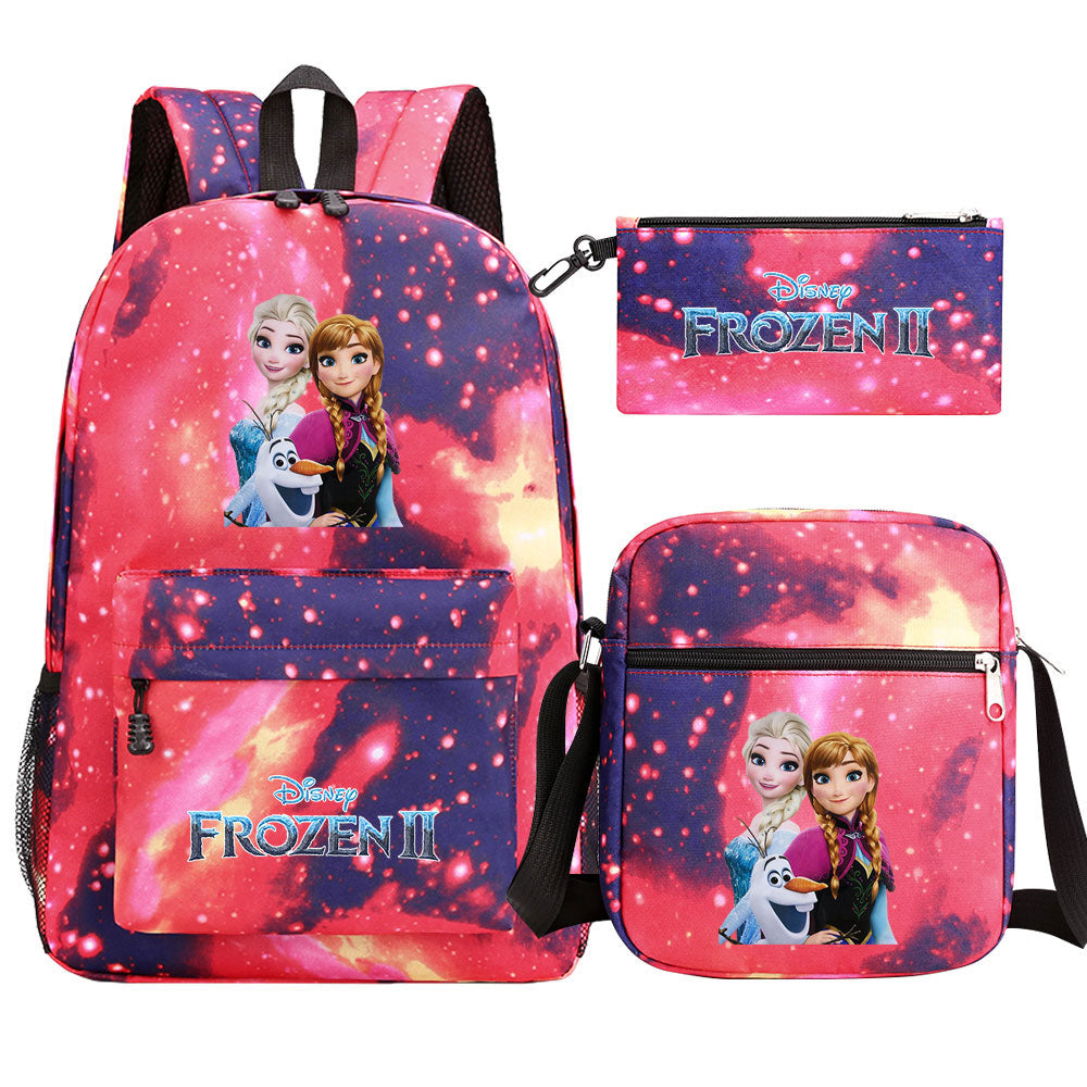 Frozen Elsa Anna Princess  Printed Schoolbag Backpack Shoulder Bag Pencil Bag 3pcs set for Kids Students