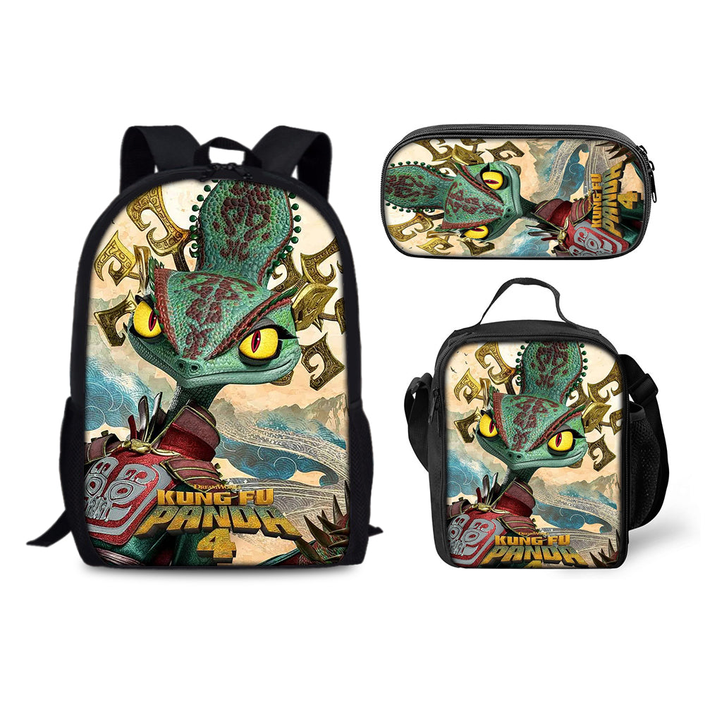 Kung Fu Panda Backpack Schoolbag Lunch Bag Pencil Bag for Kids Students 3PCS