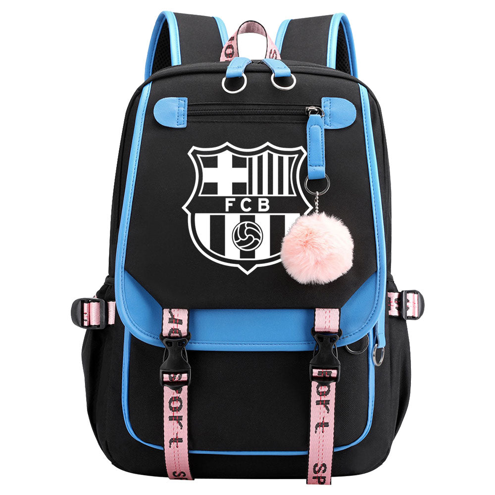 Barcelona Football Club Waterproof Backpack School Notebook Travel Bags USB Charging