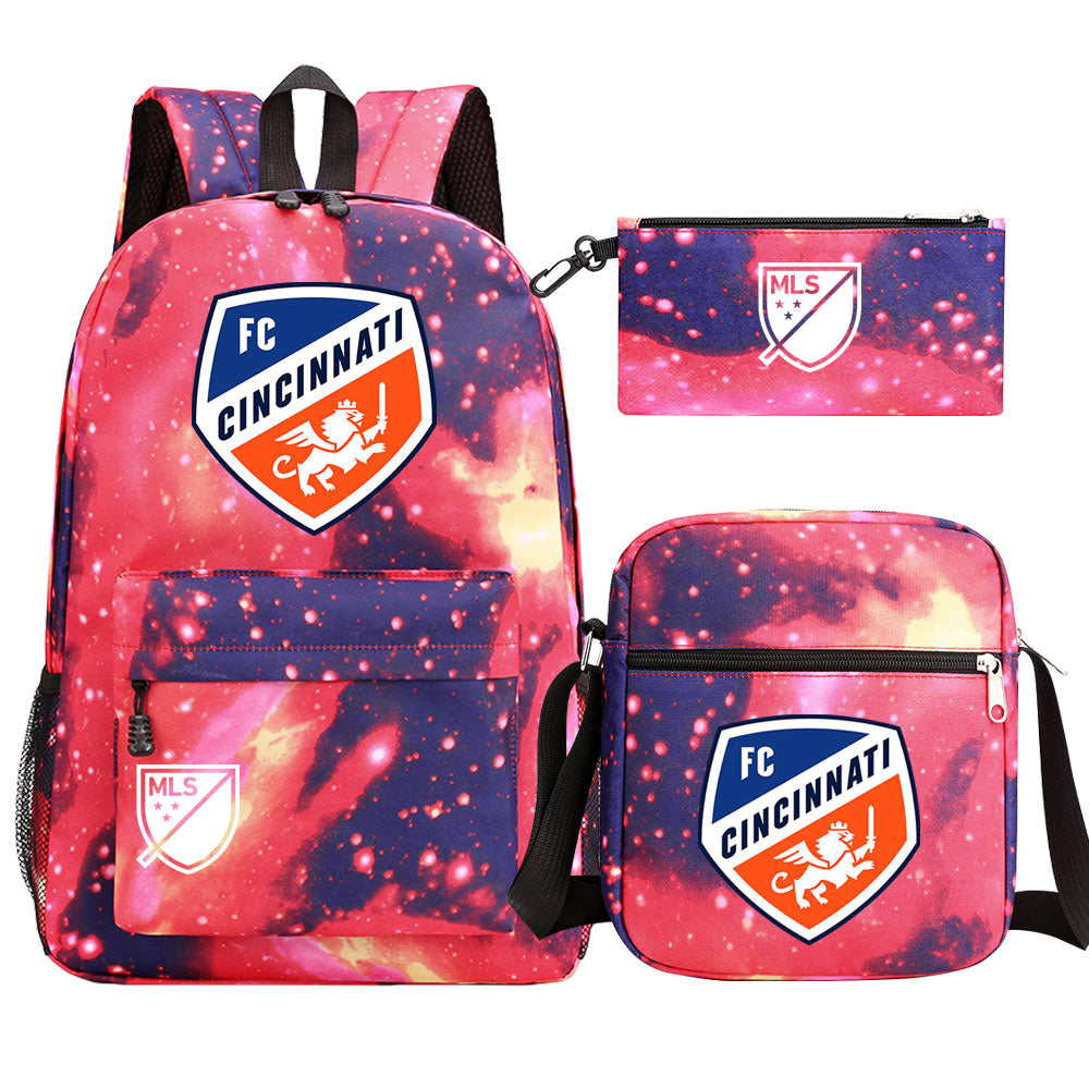 Chicago Fire Soccer 3D Printed Schoolbag Backpack Shoulder Bag Pencil Bag 3pcs set for Kids Students