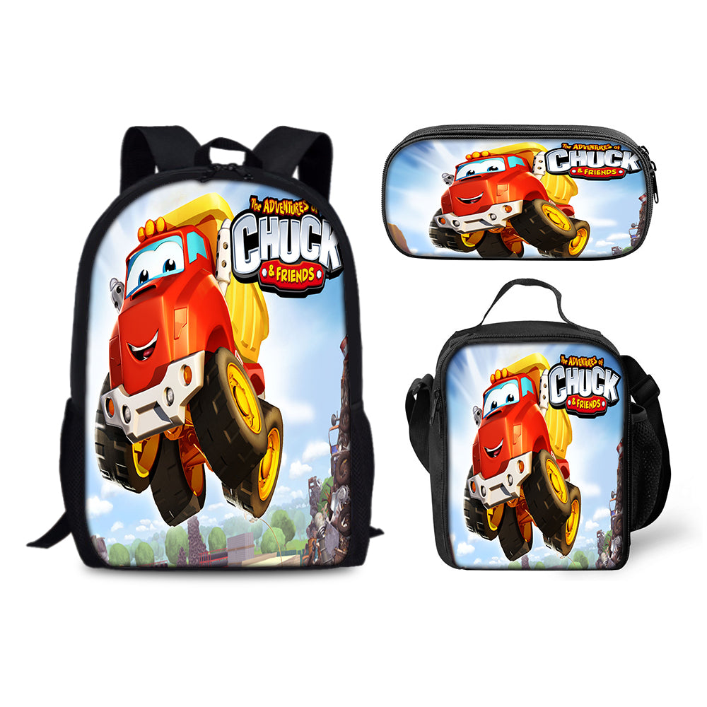 The Adventures of Chuck and Friends Backpack Schoolbag Lunch Bag Pencil Bag for Kids Students 3PCS