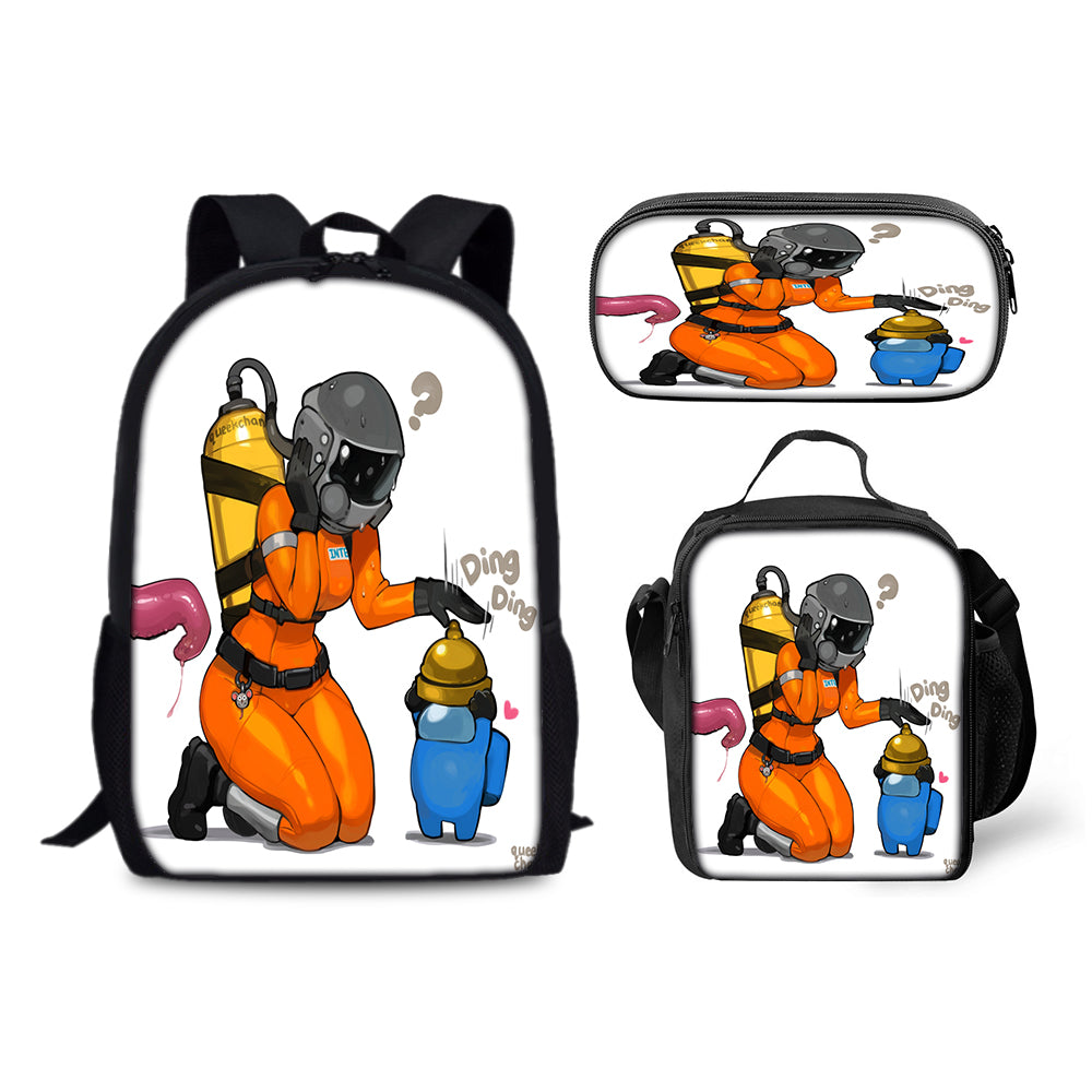 Lethal Company Backpack Schoolbag Lunch Bag Pencil Bag for Kids Students 3PCS