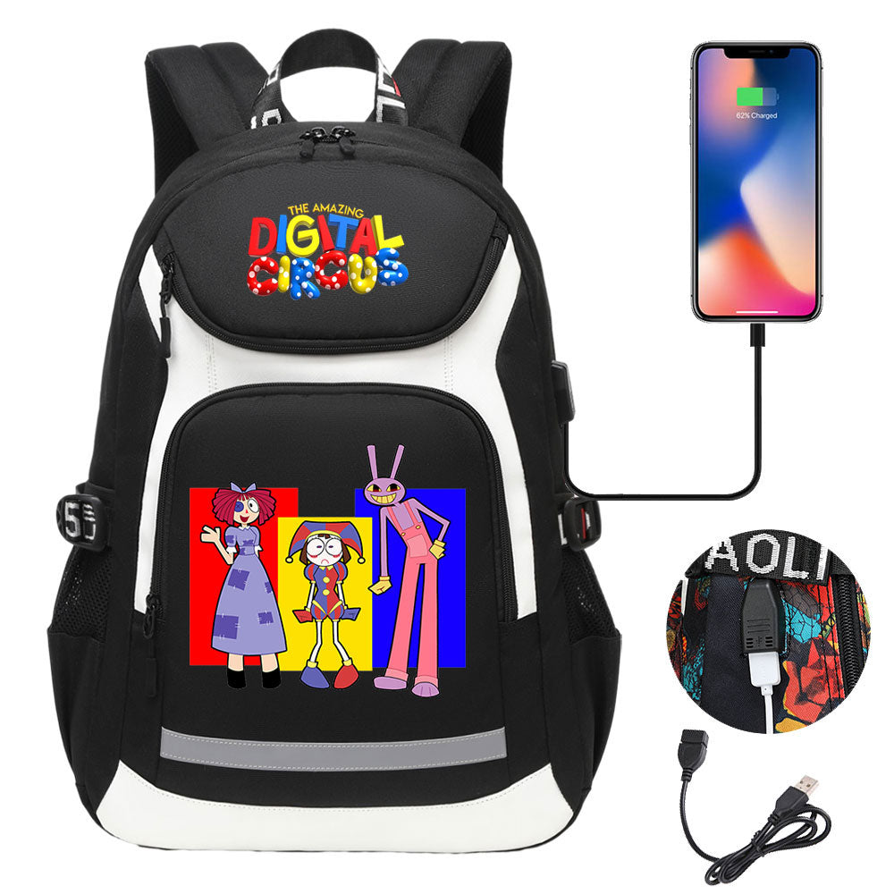 The Amazing Digital Circus USB Charging Backpack School Notebook Travel Bags