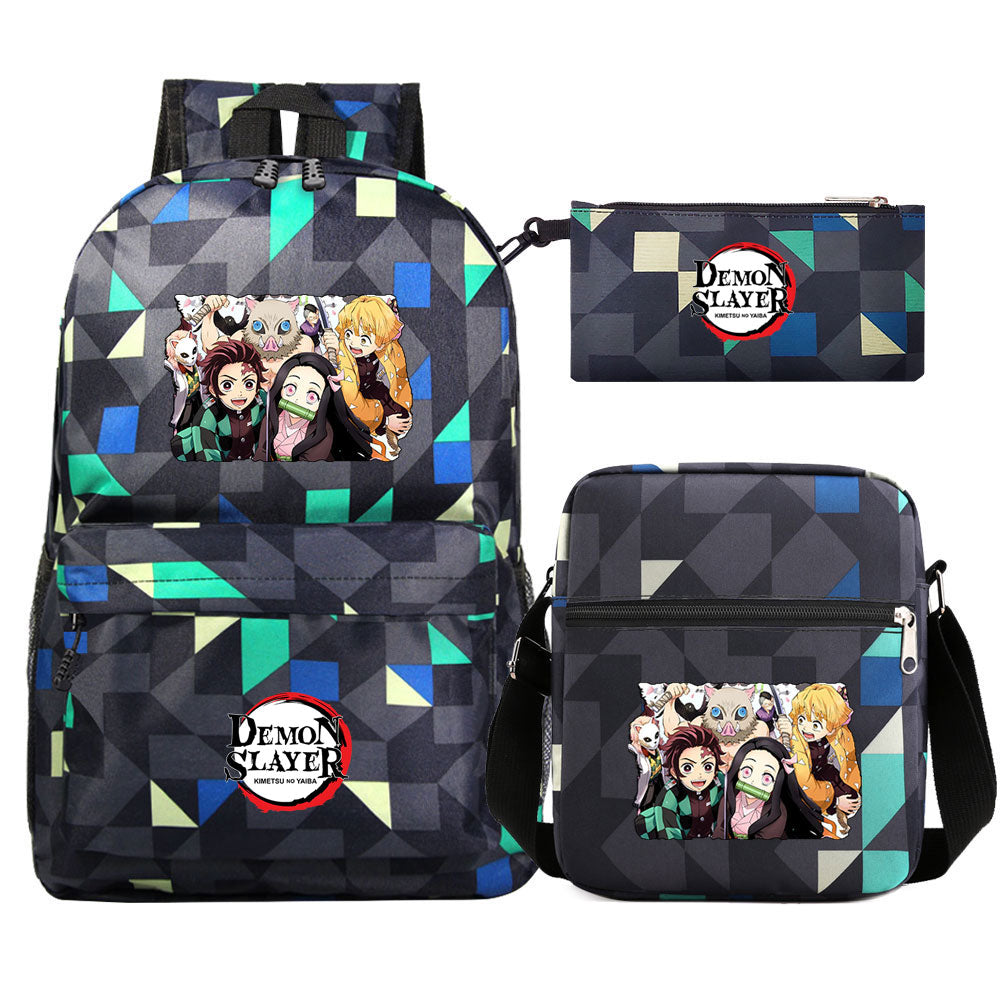 Demon Slayer Demon Slayer Kimetsu No Yaiba Schoolbag Backpack Shoulder Bag Pencil Bag 3pcs set for Kids Students