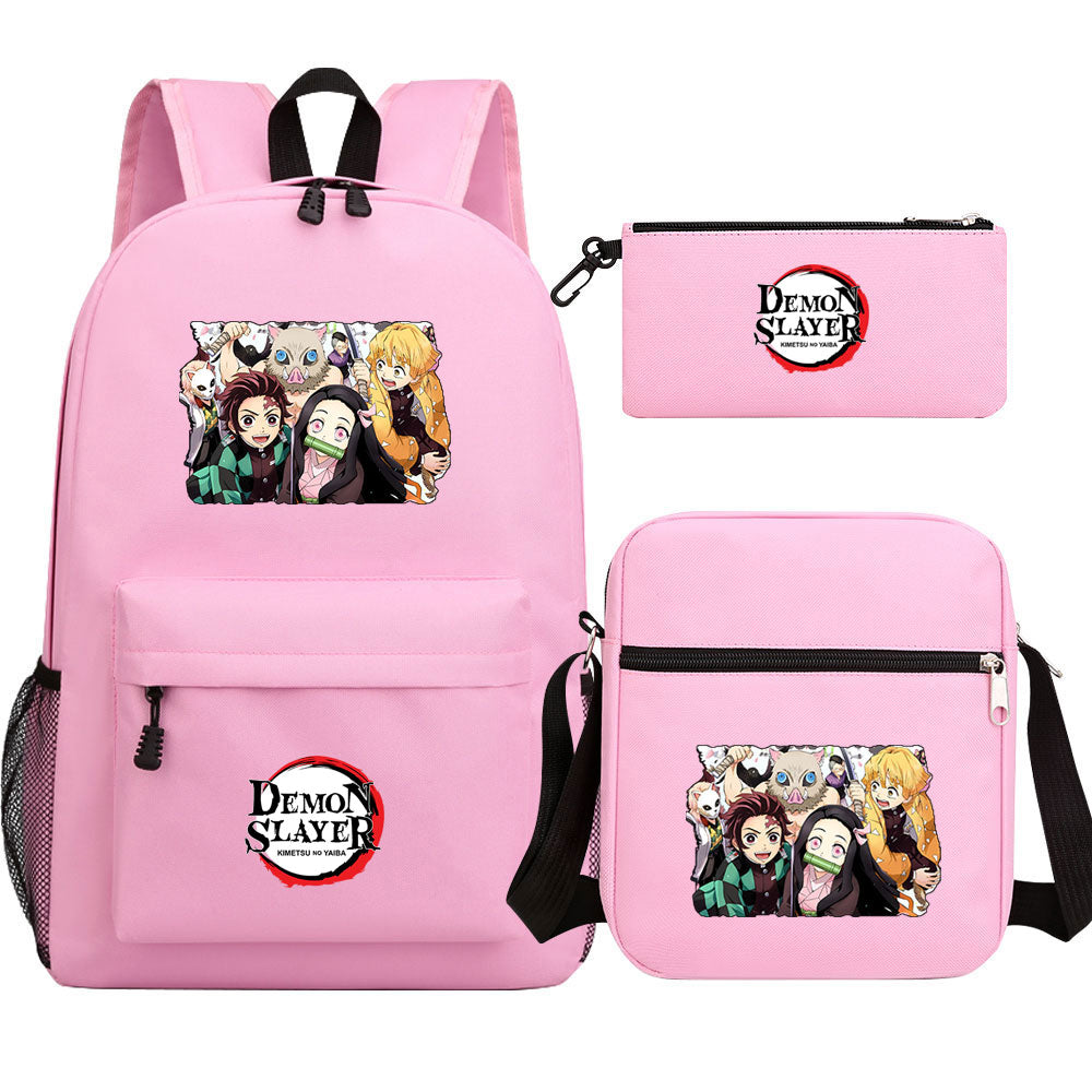 Demon Slayer Demon Slayer Kimetsu No Yaiba Schoolbag Backpack Shoulder Bag Pencil Bag 3pcs set for Kids Students