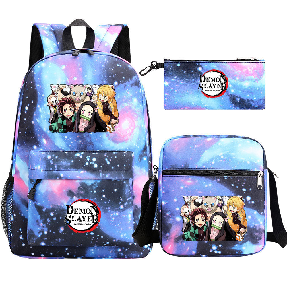 Demon Slayer Demon Slayer Kimetsu No Yaiba Schoolbag Backpack Shoulder Bag Pencil Bag 3pcs set for Kids Students