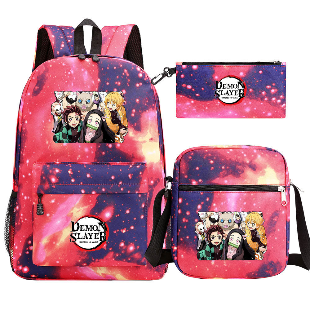 Demon Slayer Demon Slayer Kimetsu No Yaiba Schoolbag Backpack Shoulder Bag Pencil Bag 3pcs set for Kids Students