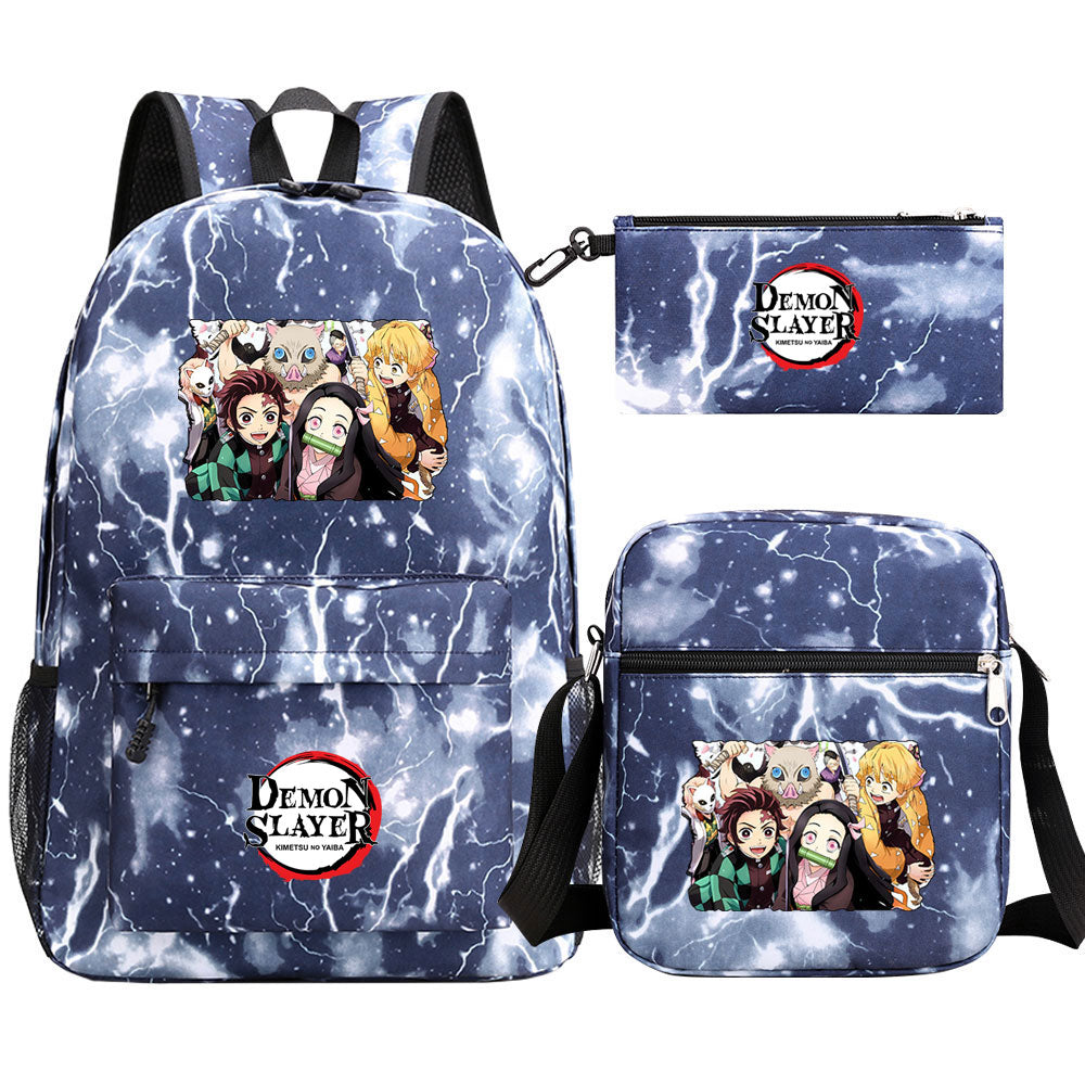 Demon Slayer Demon Slayer Kimetsu No Yaiba Schoolbag Backpack Shoulder Bag Pencil Bag 3pcs set for Kids Students